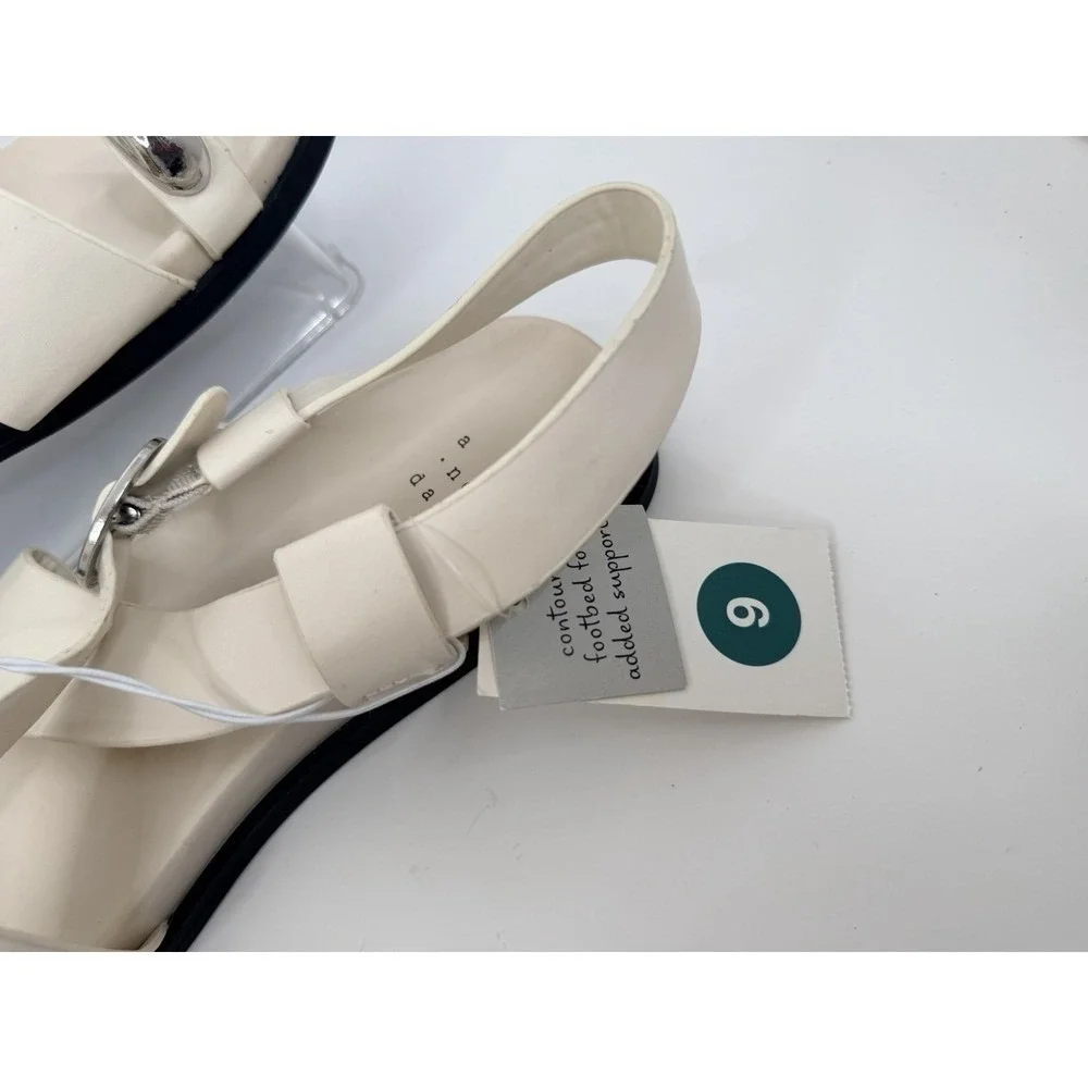 A New Day Penelope Sandals Womens 9 Bone Off White Slip On Flat NWT